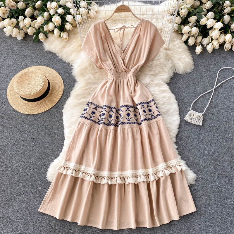 Cute V-neck short dress fashion dress    S329