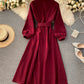 Stylish A line long sleeve dress   S106