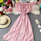 Cute off the shoulder chiffon casual summer dress    S62