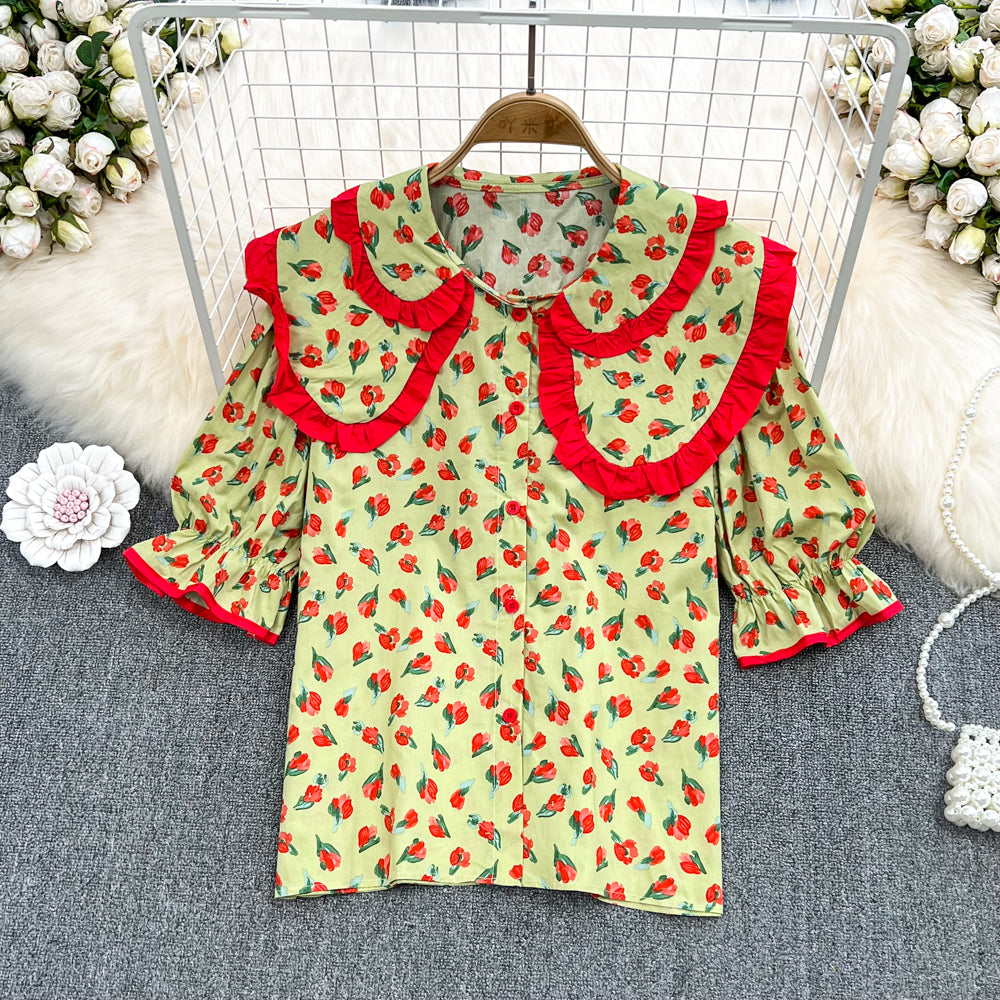 Cute floral tops    S186