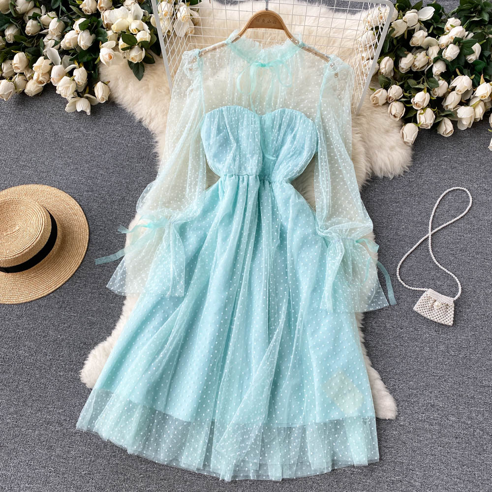 Cute tulle long sleeve dress fashion dress     S203