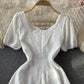 Sweet A line white short dress fashion dress  S32