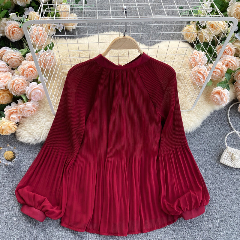 Cute chiffon long sleeve tops    S226