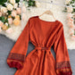 Elegant v neck long sleeve dress fashion dress     S147