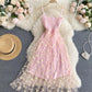 Cute A line tulle floral dress    S75