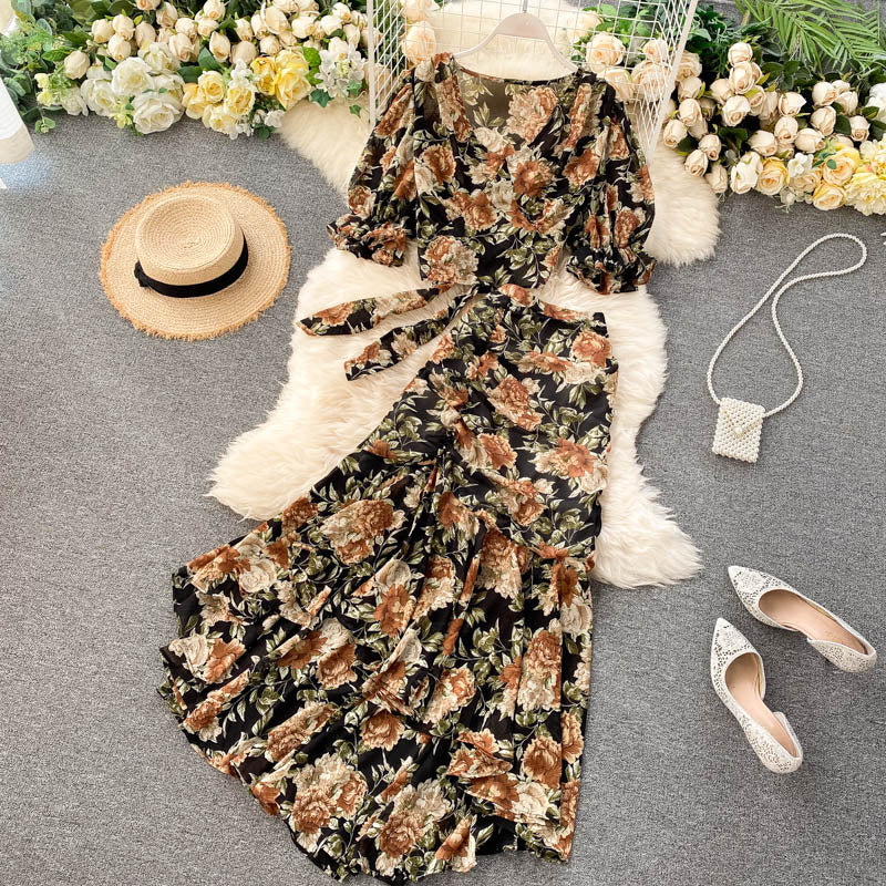 Cute floral chiffon two pieces dress fashion dress     S145