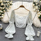 Cute long sleeve floral tops    S176