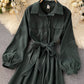 Stylish A line long sleeve dress   S106