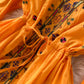 A line v neck embroidery long sleeve dress     S70