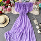 Cute off the shoulder chiffon casual summer dress    S62