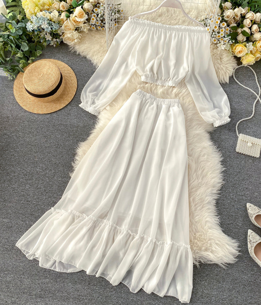 Fashion girl dress two pieces long sleeve dress   S15