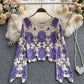Stylish Crochet Lace Long Sleeve Top     S135