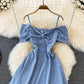 Simple A line off shoulder dress fashion dress    S313