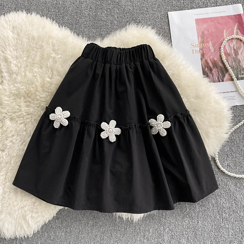 Cute A line flower skirt     S435