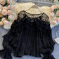 Stylish long sleeve tops see through lace tops   S86