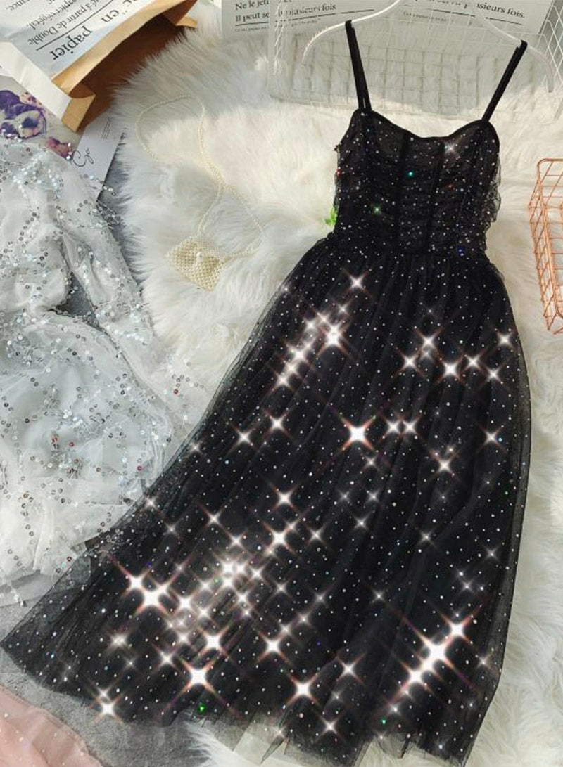 A line tulle sequins dress summer dress    S97