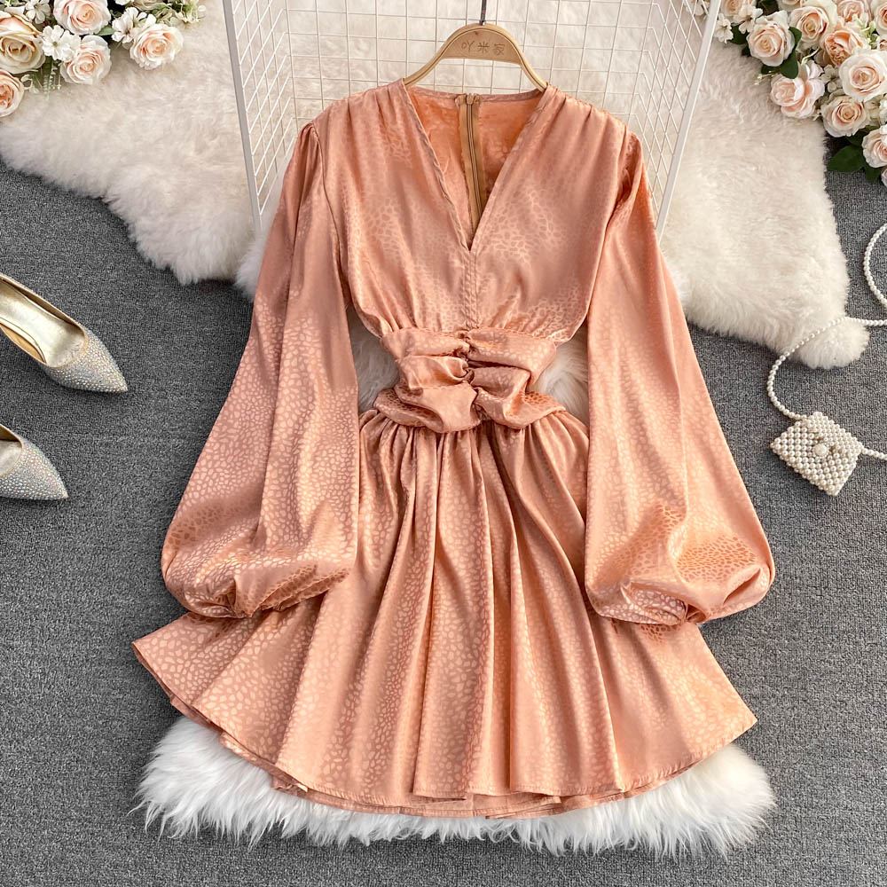 Stylish v neck long sleeve dress fashion dress    S183