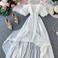 Simple white A line dress fashion girl dress   S115