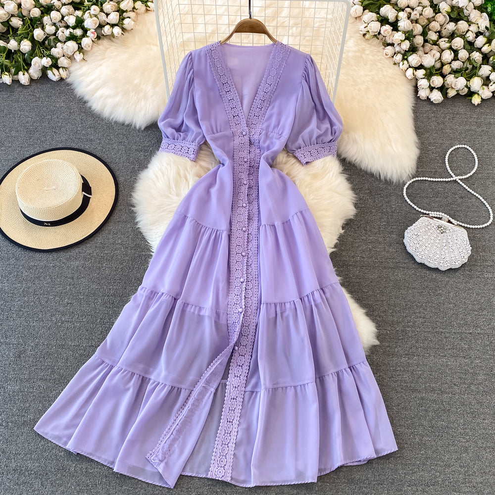 Stylish v neck chiffon lace dress fashion dress     S181