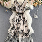 A line v neck dress with bow     S69