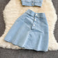 Cute two-piece denim dress fashion girl dress   S33