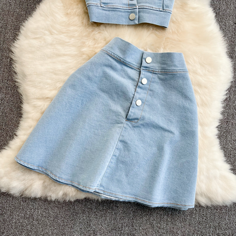 Cute two-piece denim dress fashion girl dress   S33