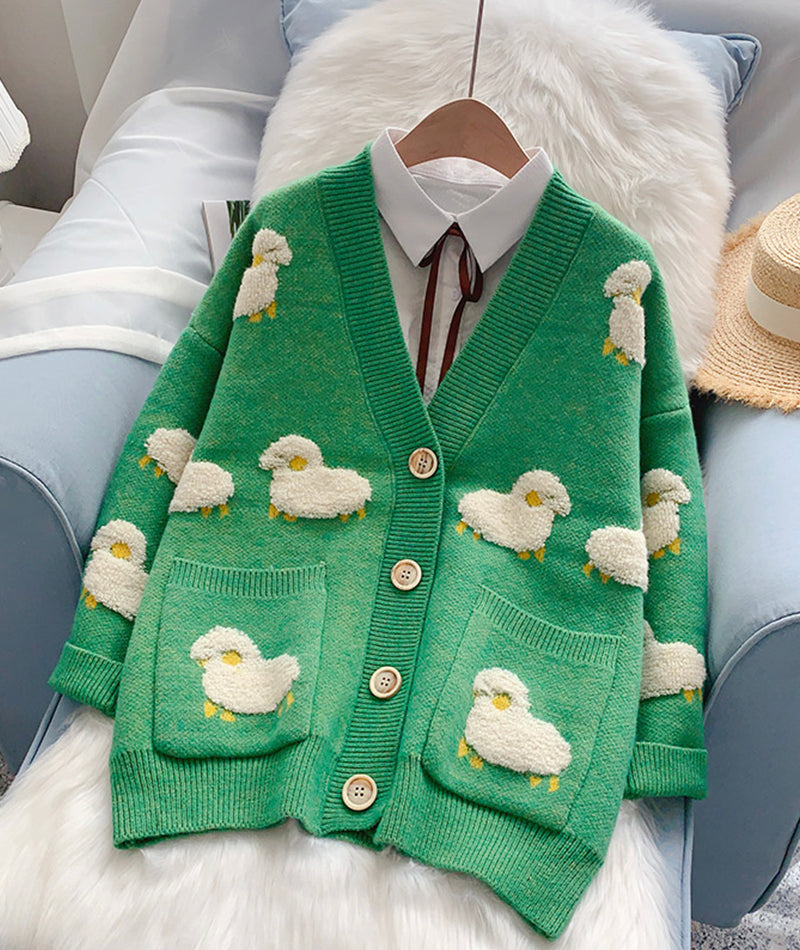 Cute sheep pattern sweater long sleeve sweater sweater coat spring and autumn clothing   S45