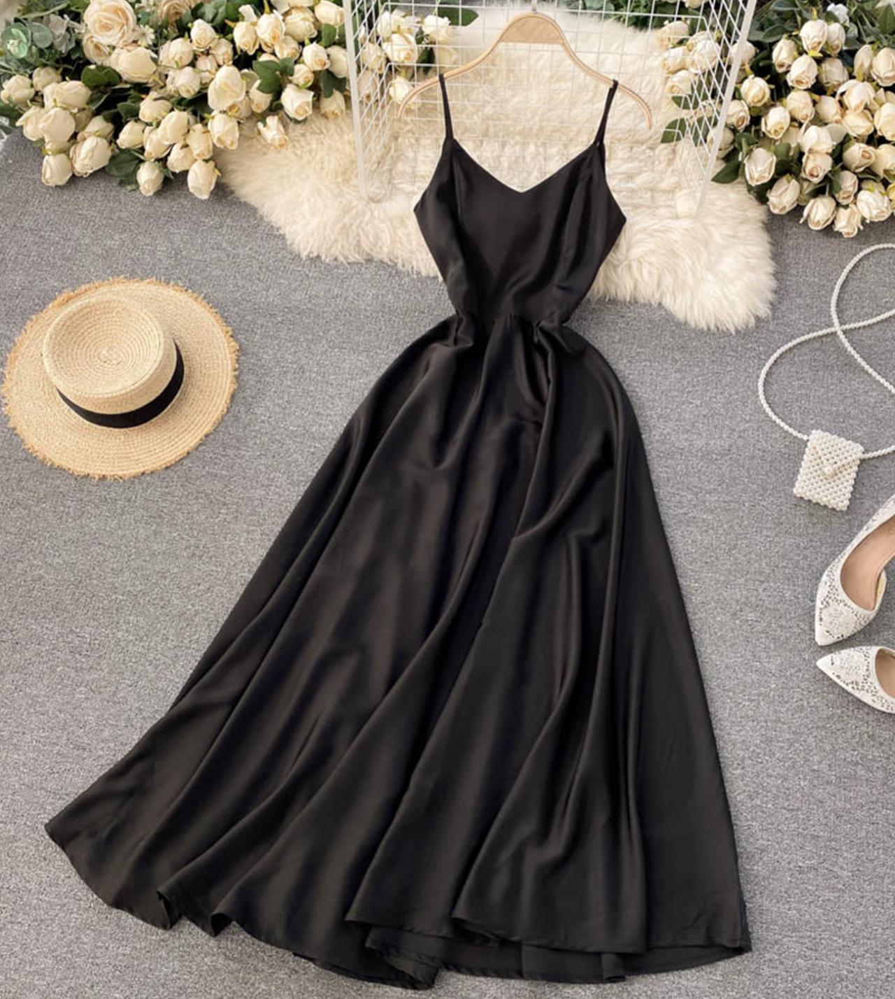 Cute v neck satin dress fashion dress    S125