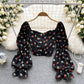 Cute long sleeve floral tops    S176