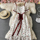 Cute A line floral dress short dress  S22