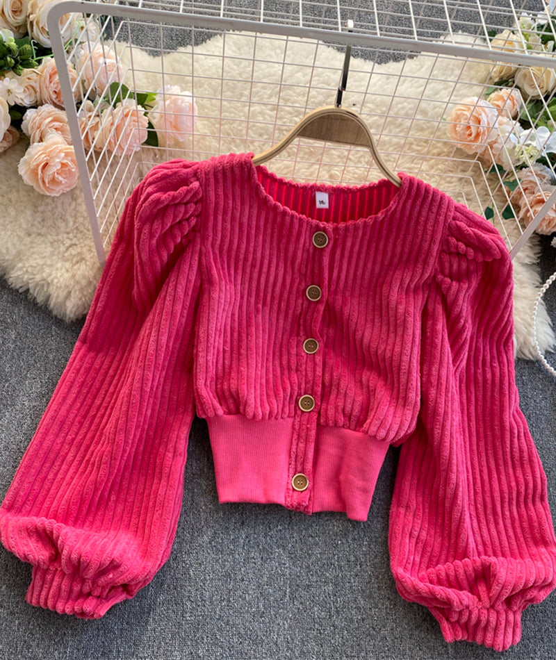 Stylish corduroy long sleeve top  S110