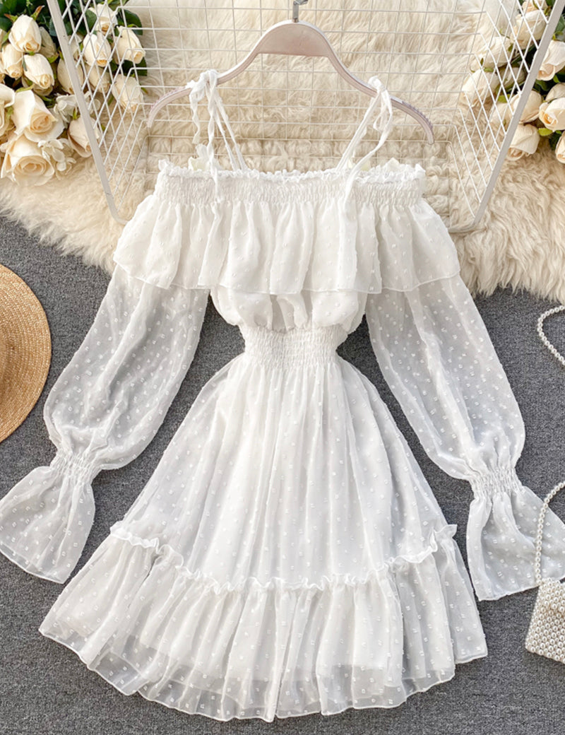 Lovely tulle long sleeve dress     S77