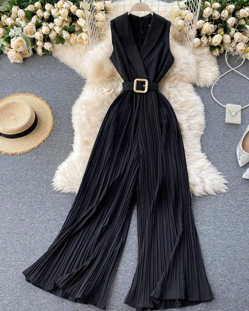 Stylish v-neck sleeveless jumpsuit    S100