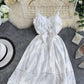 White lace applique backless dress girl dress   S72