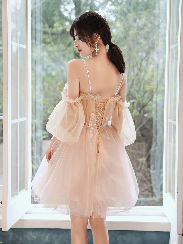 Tulle Short Prom Dresses, A-Line Puffy Tulle Homecoming Dresses       S2213