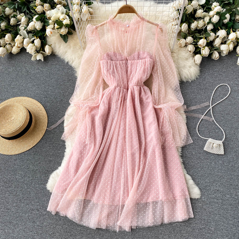 Cute tulle long sleeve dress fashion dress     S203