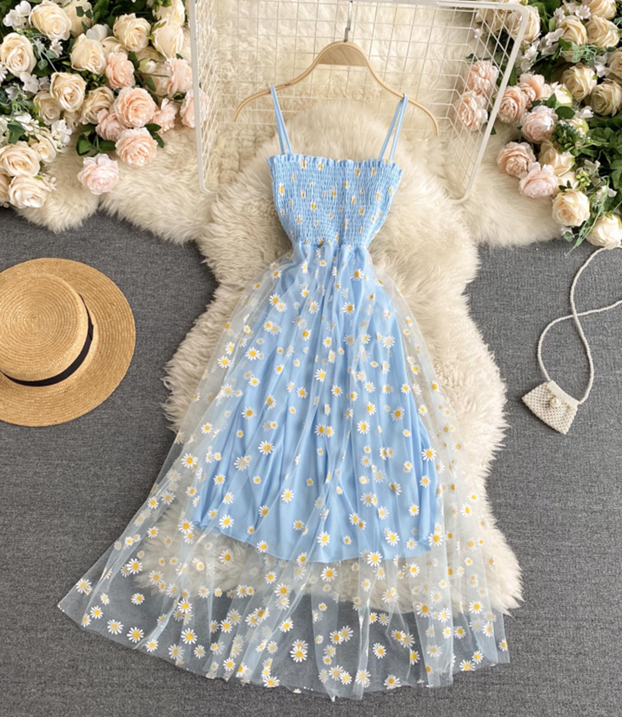 Cute A line tulle floral dress    S75