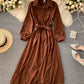 Stylish A line long sleeve dress   S106