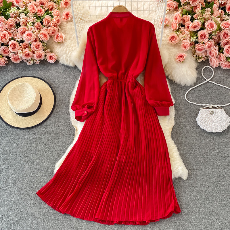 Cute A line long sleeve dress fashion girl dress       S169