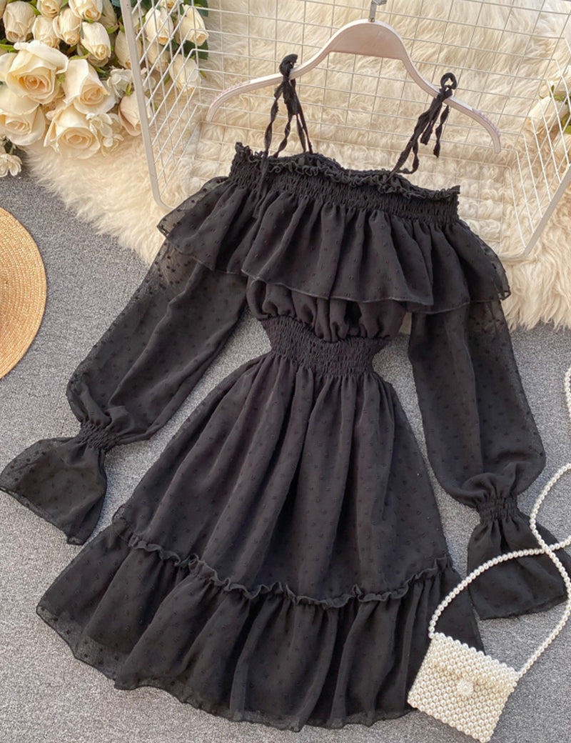 Lovely tulle long sleeve dress     S77