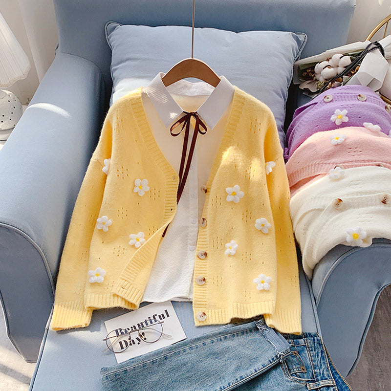 Cute flowers sweater long sleeve sweater sweater coat spring and autumn clothing  S103