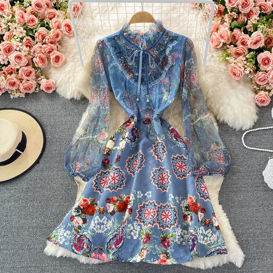 O Neck Long Sleeve Strap Dress    S579