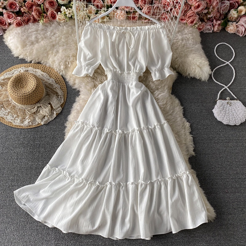 Off Shoulder Dress Boho   S544