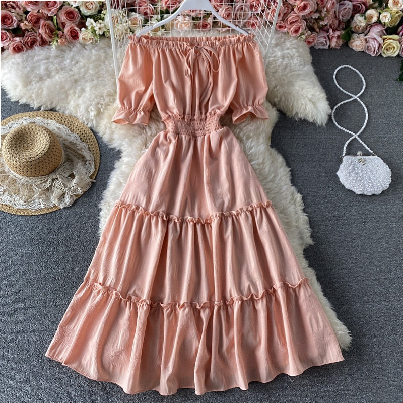 Off Shoulder Dress Boho   S544