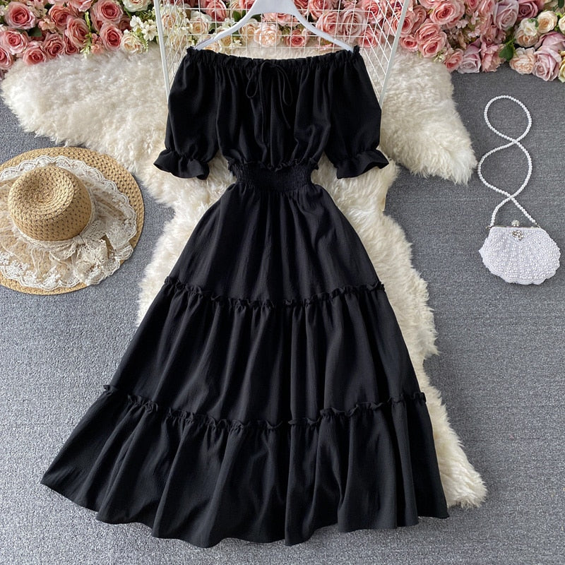 Off Shoulder Dress Boho   S544