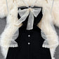 Women Clothes Temperament Robe Patchwork Gauze Black Dress V-neck Lace    S555