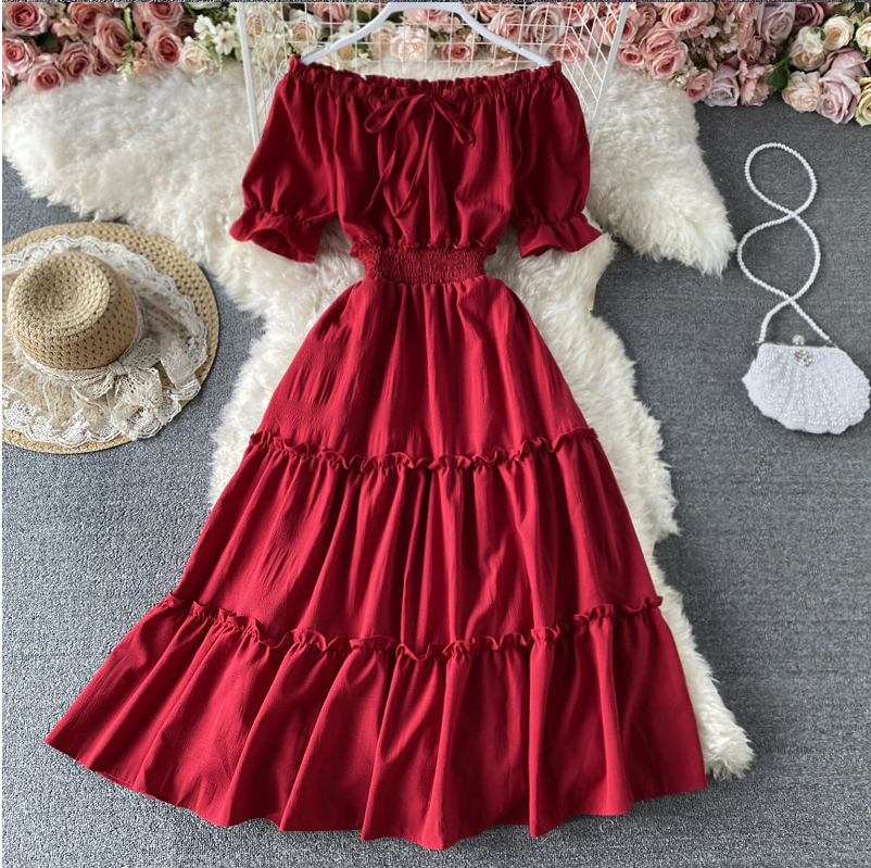 Off Shoulder Dress Boho   S544