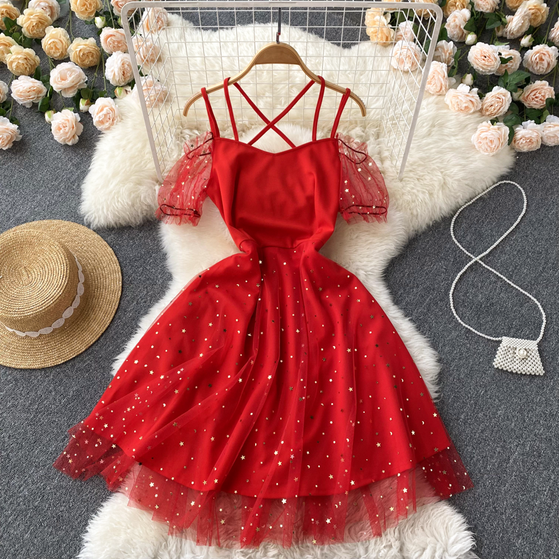 Cute A line tulle short dress fashion dress    S448