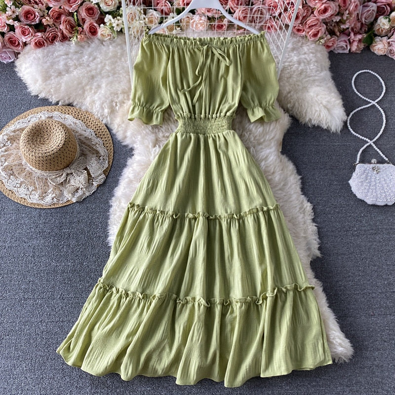 Off Shoulder Dress Boho   S544